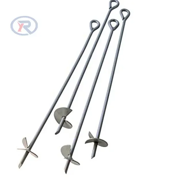Hot dipped galvanized earth anchors pole post drilling farm ground using/Heavy duty steel metal red painted ground screw anchors