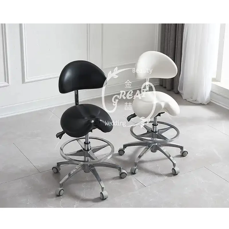 Вращающийся на 360 градусов стул для укладки волос современный гидравлический белый салона красоты со спинкой