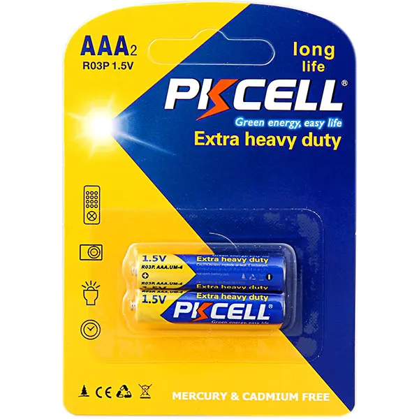 China Hot Sale Pkcell R03P Carbon Battery 1.5v R03 Um4 Aaa Carbon Zinc Battery Dry Cell