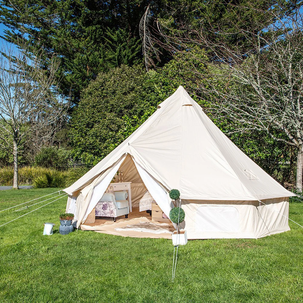 Outdoor Camping Heavy Duty Oxford 5-8 Person Belle Tent Cotton 5 7 M Canvas Fabric Luna Bell Tent