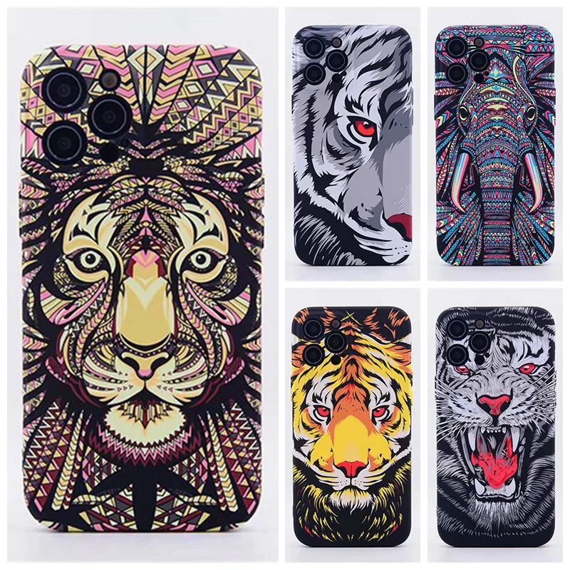 Forest King series noctilucent Frosted Relief animal soft TPU phone case for iphone 13 14 plus/pro/pro max