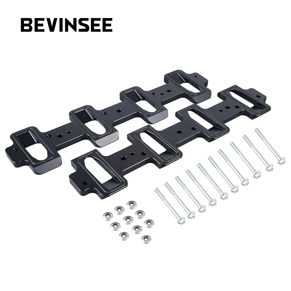 Bevinsee For LS Rectangle Port Cylinder Head to Cathedral Intake Adapters Kit For CTS-V Supercharger Adapters