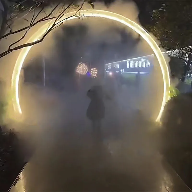 New stainless steel water mist door ring spray iron props arch decorative lights interactive atomizing door Wedding Arch Round