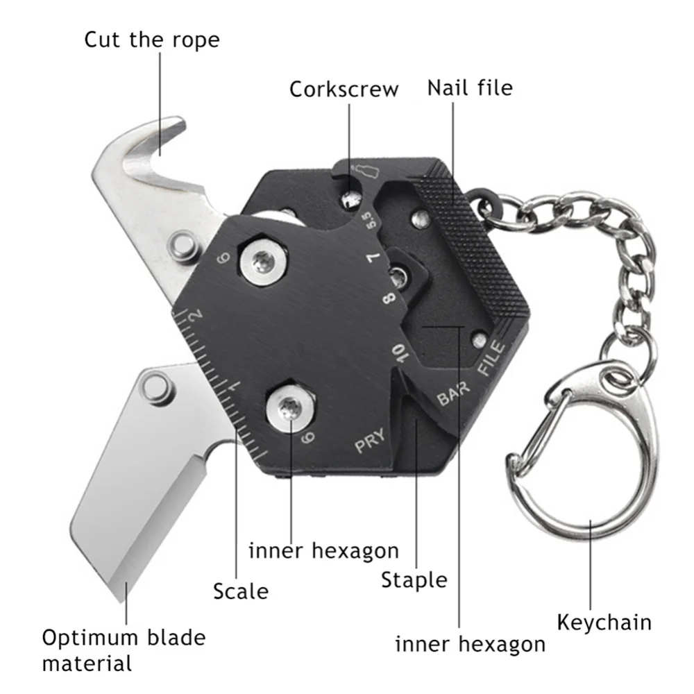 hot sales Multi-tool Coin Knife/Hunting Folding Knife Hexagon Keychain ButterflyKnife/Pocket Mini Gear Outdoor Survival Knives