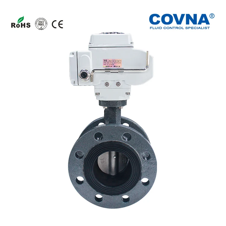 COVNA 24v dc motorized actuator valve plug valve Cast iron electric butterfly valve