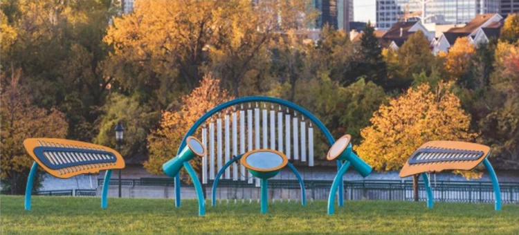 QiaoQiao factory kids outdoor playground equipment music beat drum set funny  Musical Park instrument