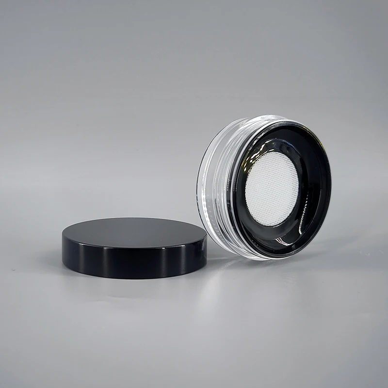 custom color plastic 10g jar for acrylic loose setting powder packaging with fine mesh sifter and screw cap
