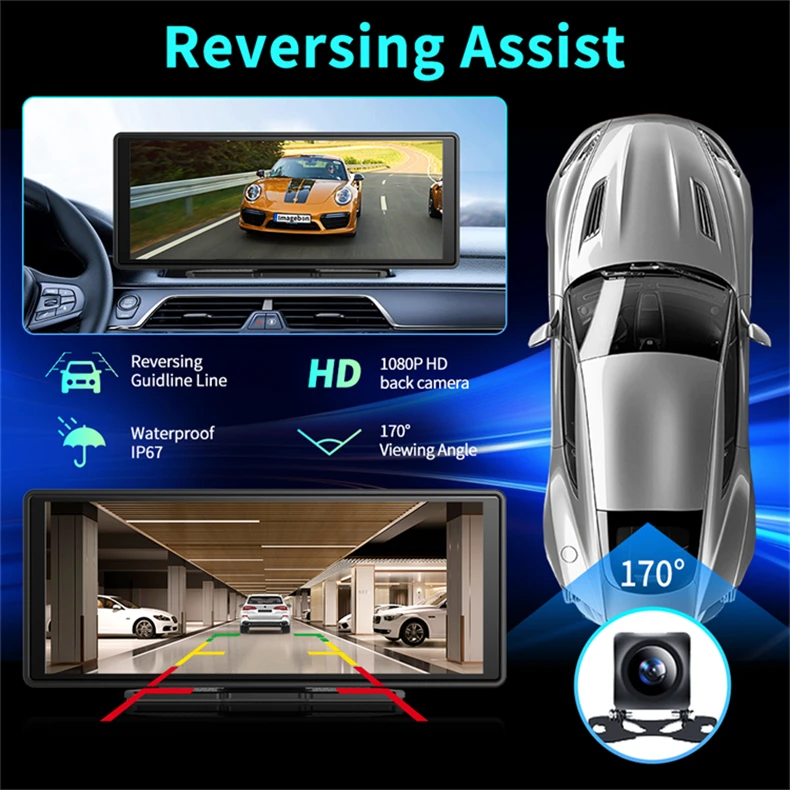 New product customization Lightweight portable dash cam 2G Ram GPS BT AUX FM Rearview Mirror Video Recorder