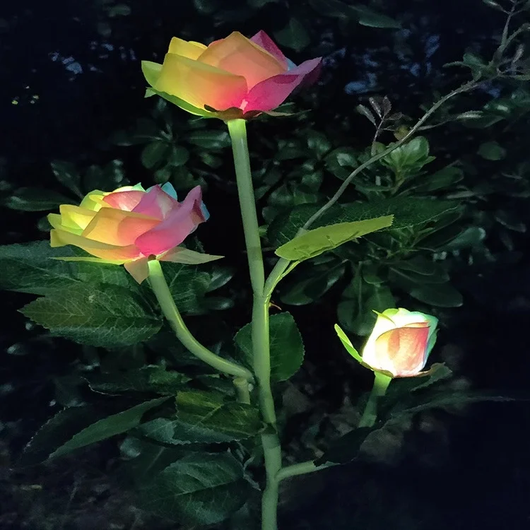 Outdoor Romantic Artificial Silk Rose Led Flower