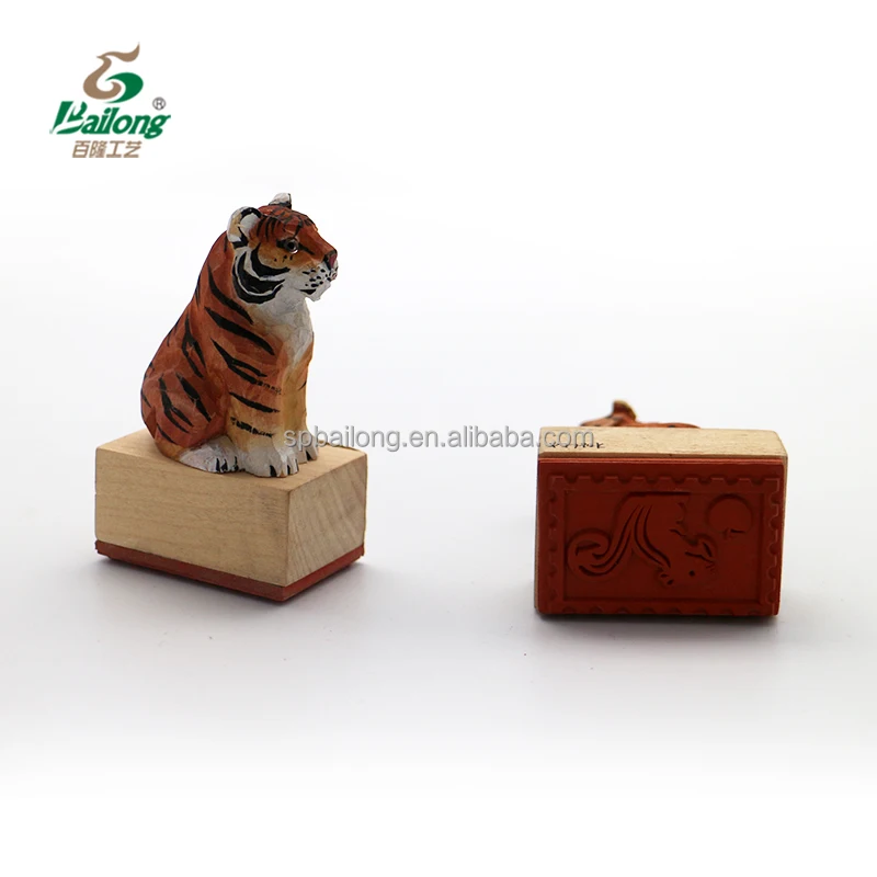 Verified supplier kids gift handcrafted carved animal top custom wood stamp