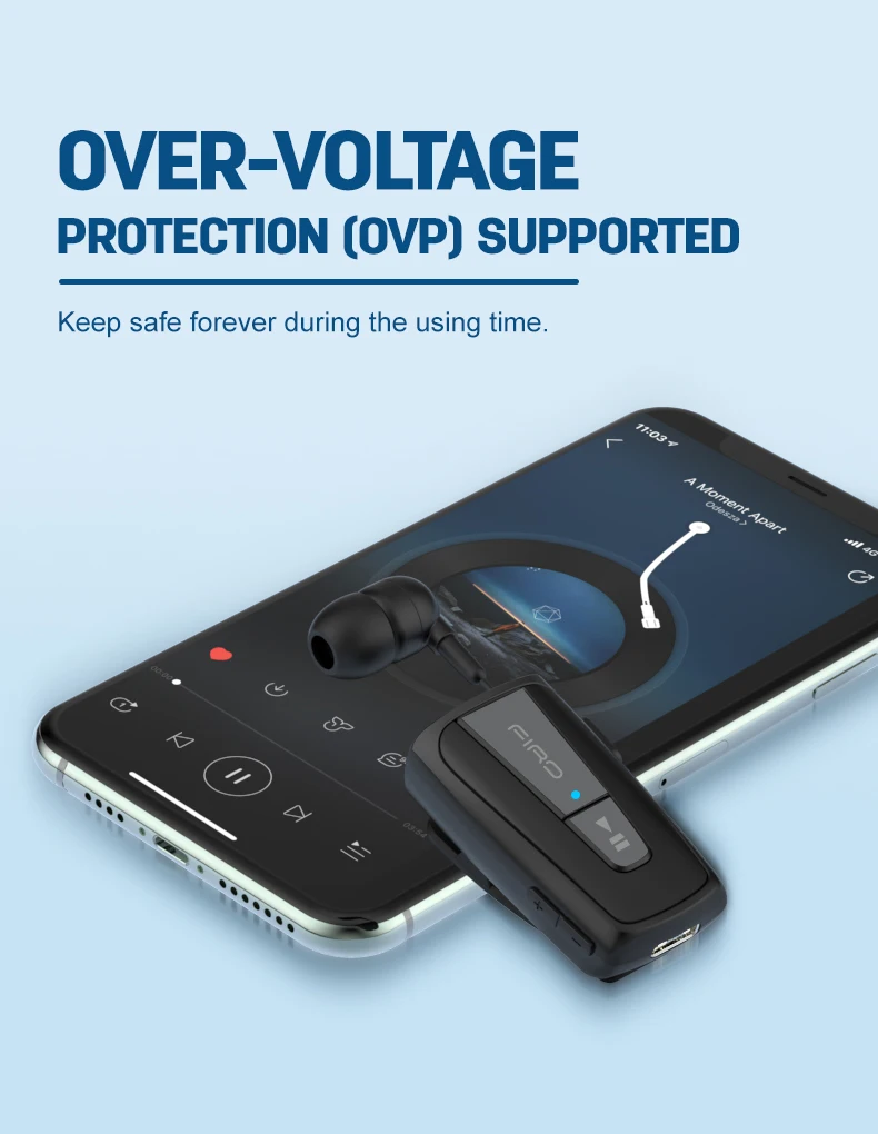 Firo wireless single-ear Type-C Retractable Collar Clip Headset for Delivery Business men Mono earphone for driver