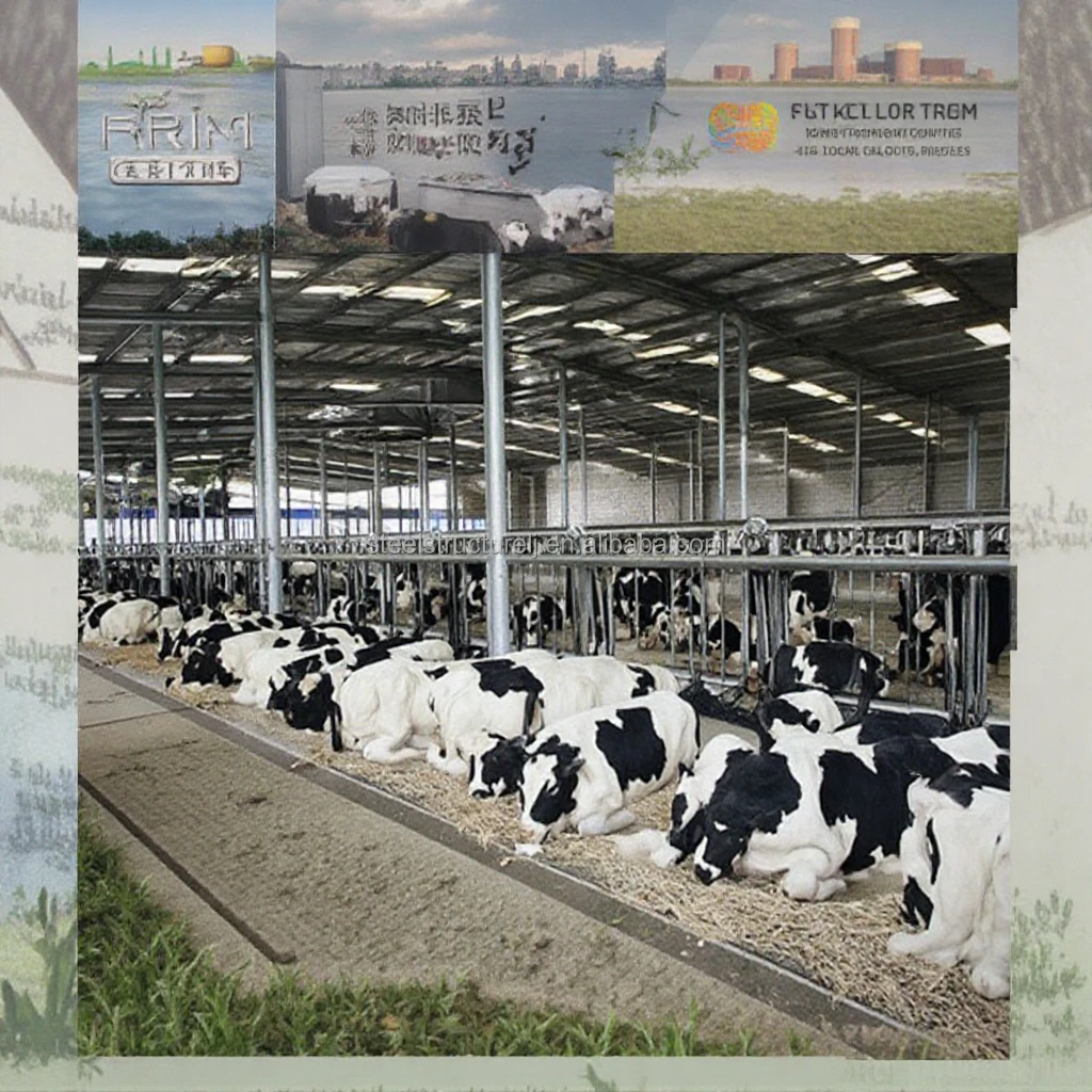 Large Modern Design Prefabricated Steel Cow Shed for Cattle Ranching Cow Dairy Farm   Steel Structure Cow Farm
