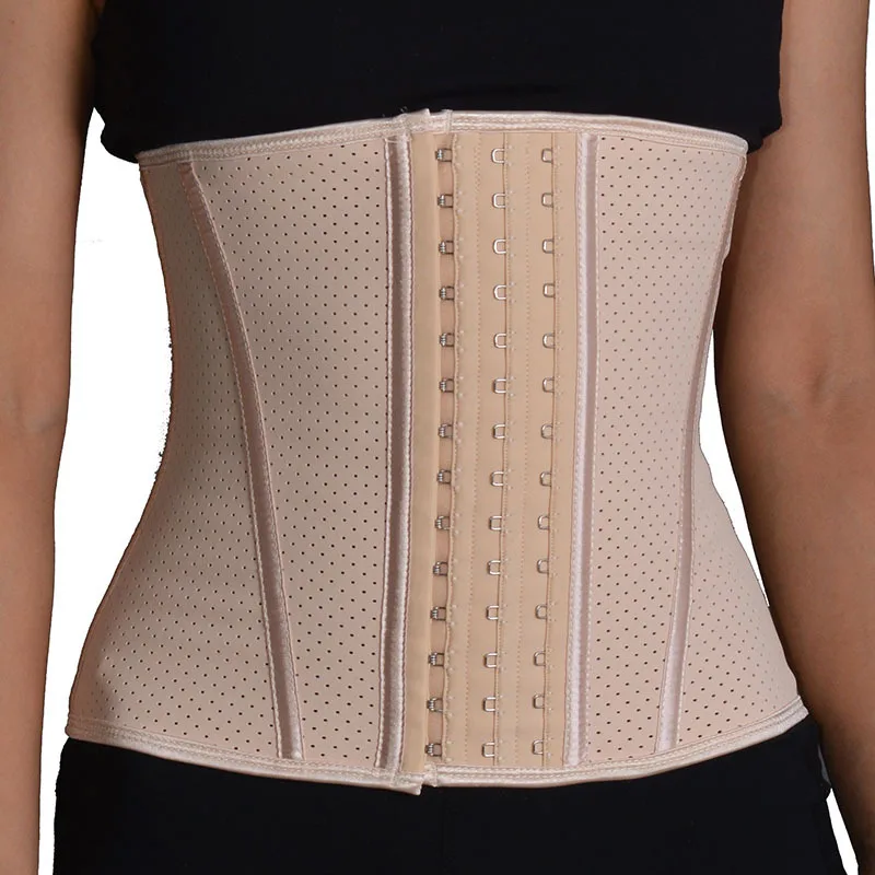 9 steel rib breathable mesh rubber seal professional fitness waist support adjustable sports girdle