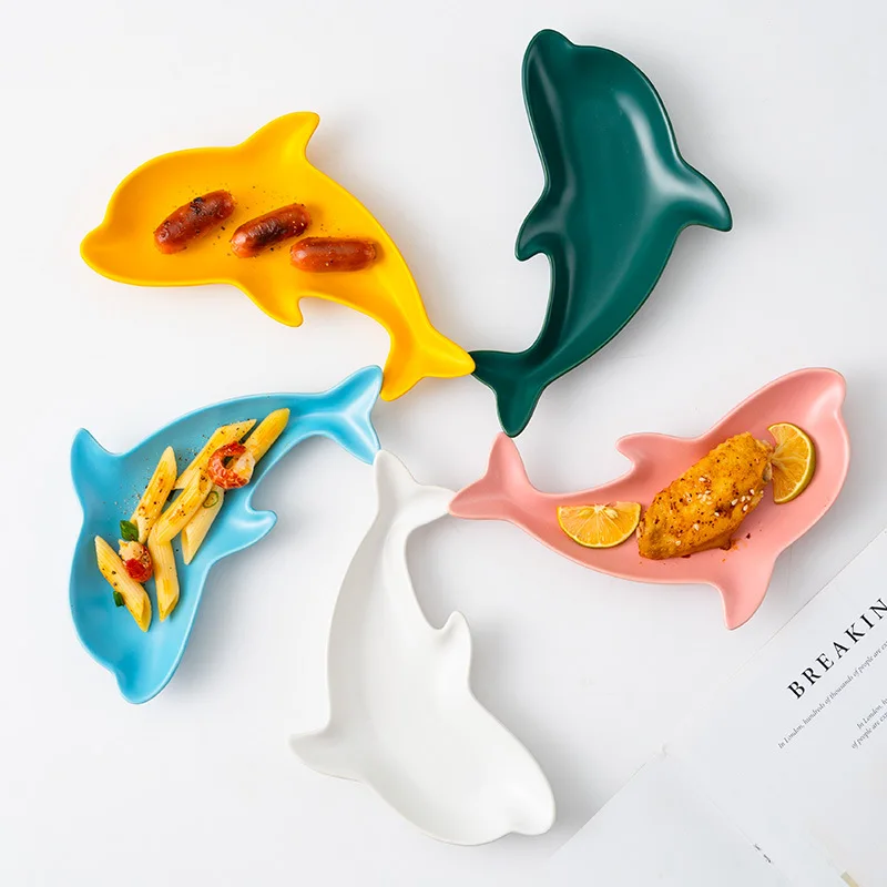 8 inch ceramic luxury plate fish shape wedding snack dinner plate