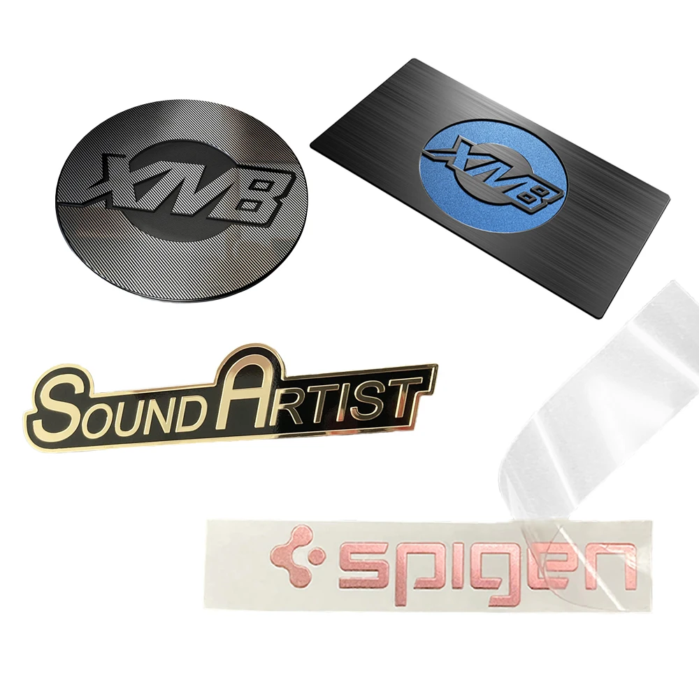 High quality waterproof sticker printing mirror silver logo 3D embossed metal transfer printing sticker mass customization