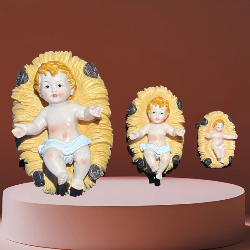 Christmas decor catholic gifts nativity manger scene figurine resin religious holy child ornament saint baby Jesus Christ statue