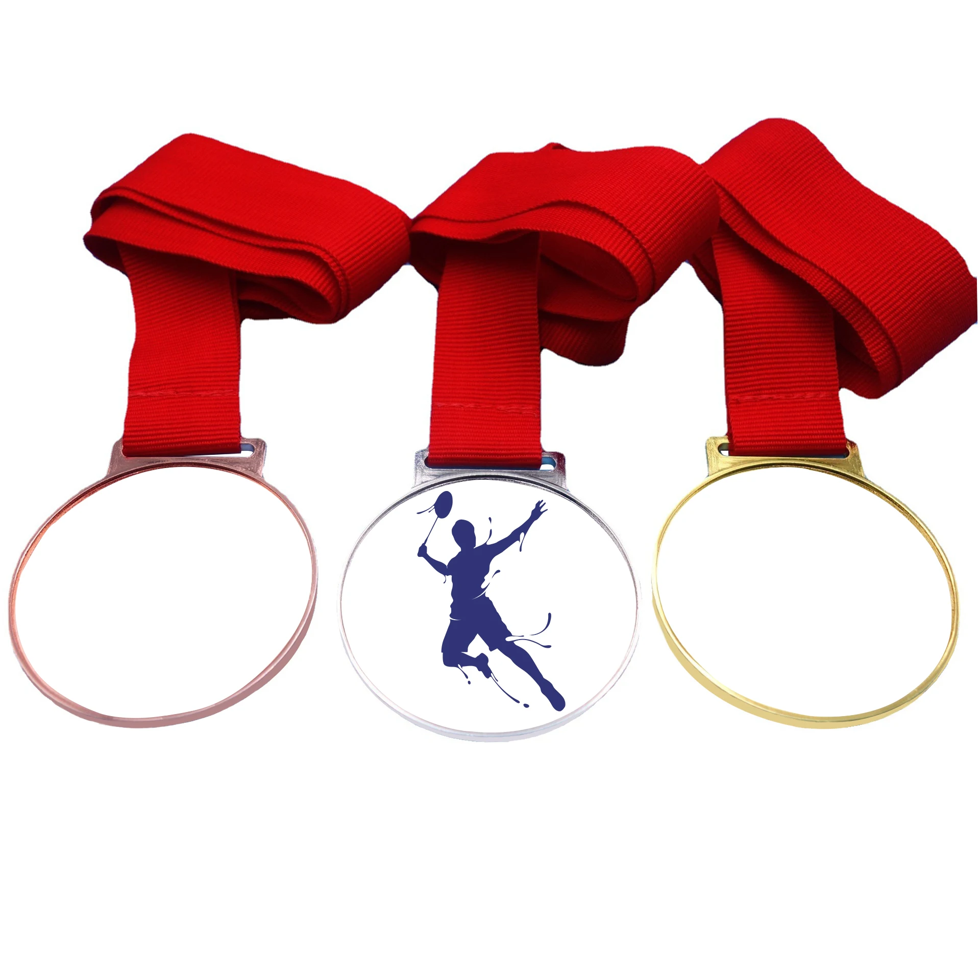 New product 52mm custom blank medals gold silver copper sublimation metal medal blanks with ribbon