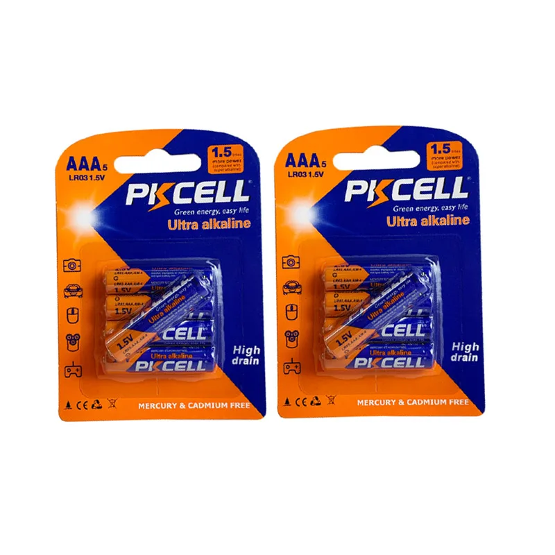 PKCELL батарейки типа AAA lr03 1 5 V Zn-MnO2 сухая батарея туда и обратно долговечные щелочные батареи