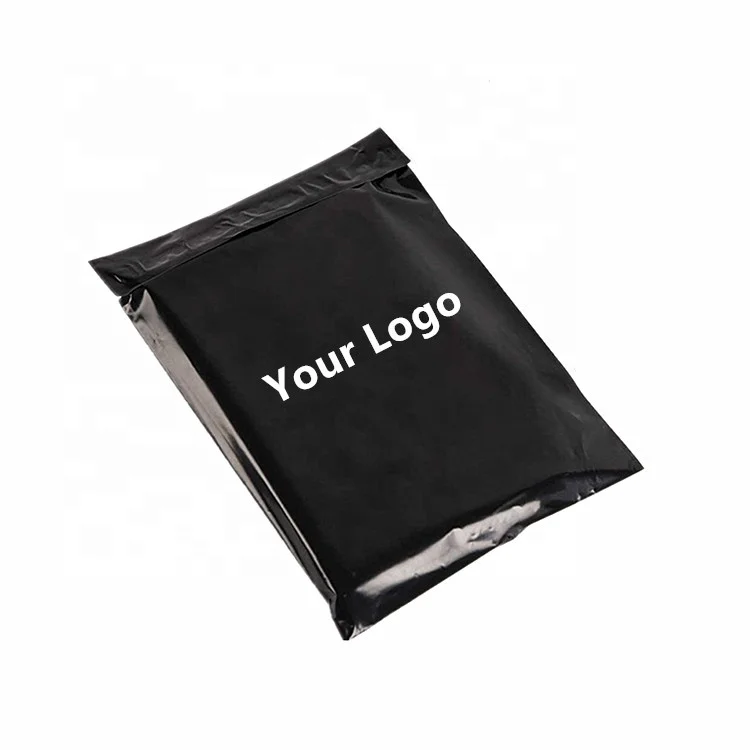 Black Plastic Custom shipping Bags Printed Logo Designs for clothing