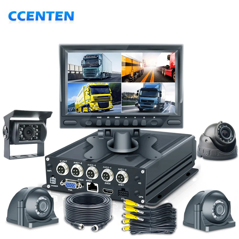 CCENTEN 4-Channel car mounted video recorder MDVR dual SD card network high-definition 1080P video AHD monitoring set