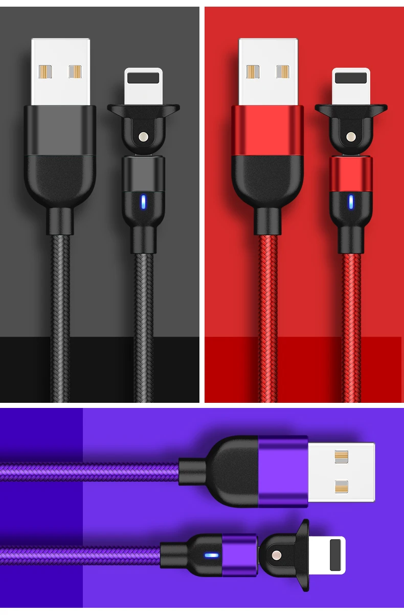 
3A Fast Charging Magnetic Data Transfer Cable magnetic type-c cable 180 bending usb c port with 3 heads 