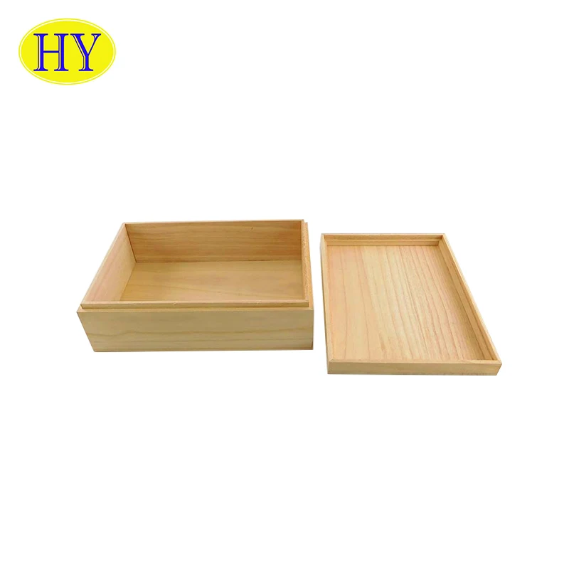Custom Natural Unfinished Wood Packaging Box With Lift Lid