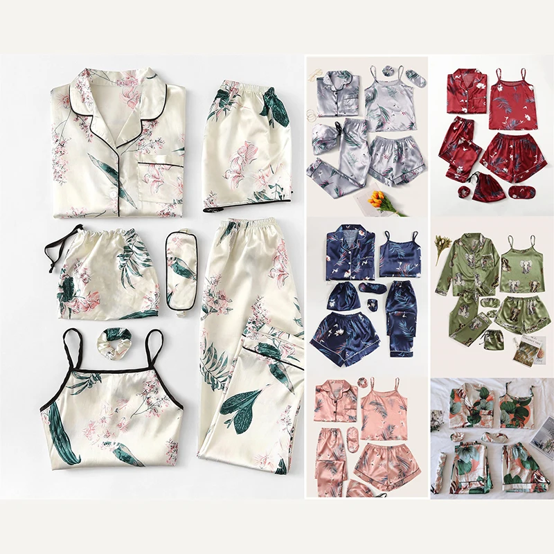 Able Baju Tidur Daster Pijama Feminino Grandes Tailles Pyjama Lounge Wear Satin Pajamas Sleep Wear Set Night Suit For Ladies