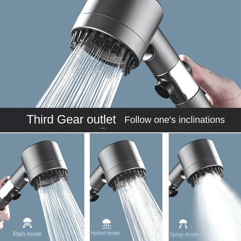 Multifunctional High Pressure Shower Nozzle 3 Modes Bathing Filter Shower Head High Pressure Bathroom