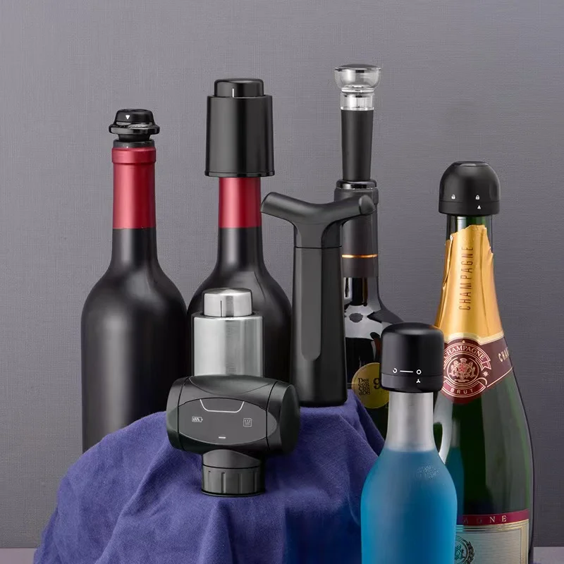 Custom Chrome Wine Stoppers Newest Innovation Metal Champagne Bottle Stoppers with Logo Silicone Vacuum Sealing for Red Wine