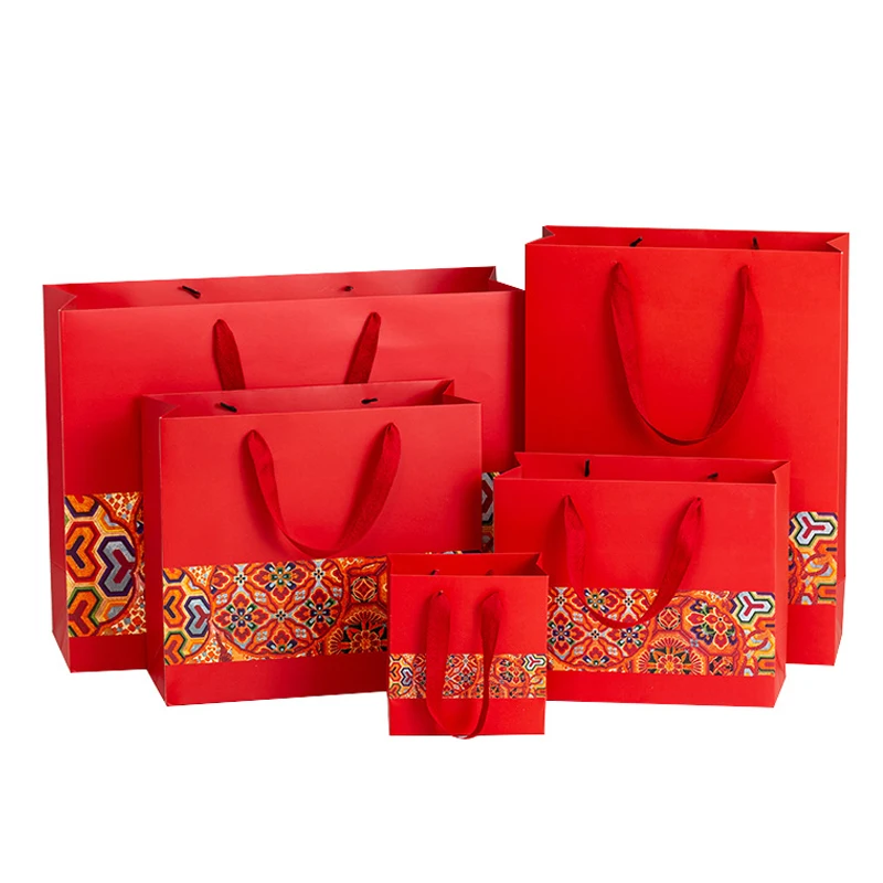 Hot selling quality mini red christmas paper bag rice 25kg paper bags