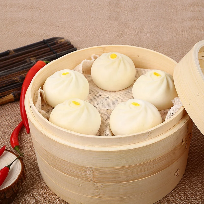 10 inch Bamboo Steamer Basket With Cotton Liners and 304 Stainless Steel Steamer Ring Set