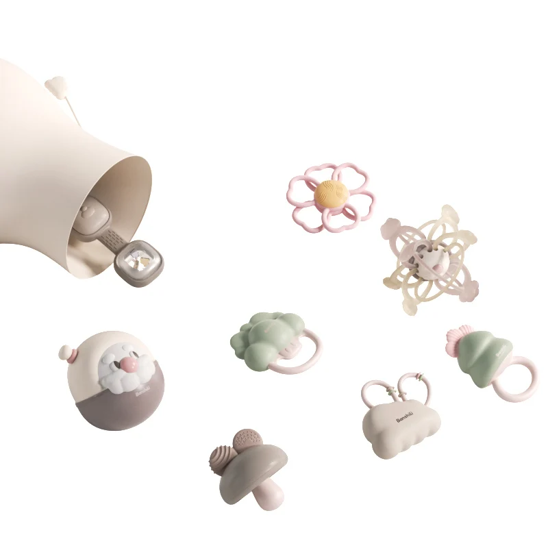 Factory Custom Toddler Teether Rattles Toy Educational Silicone Bell Newborn Toys Baby Chew Ring Toy for Teething