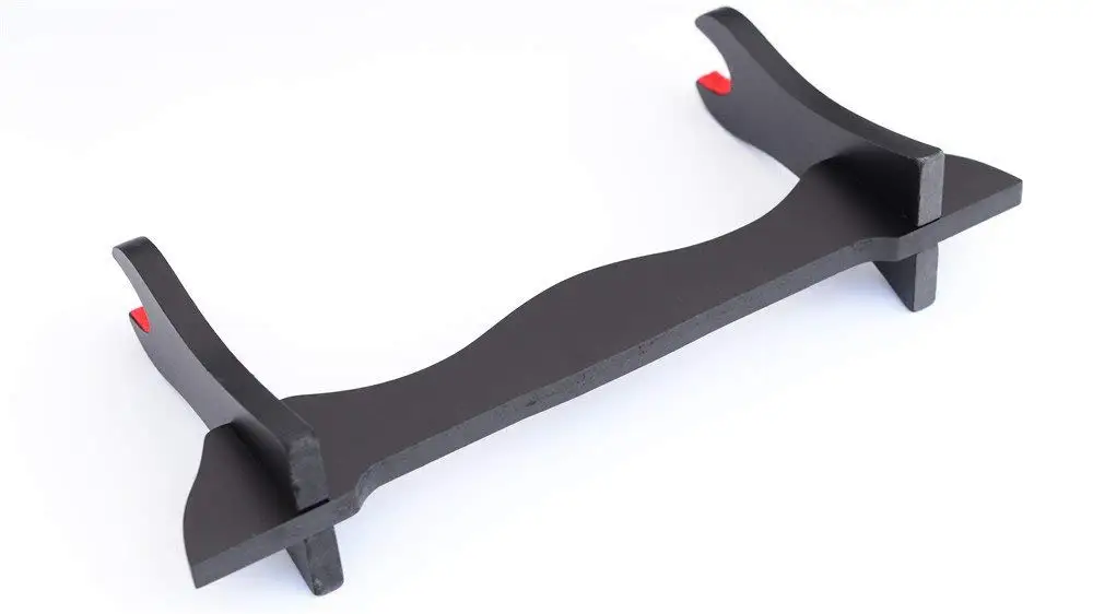 Wholesale Factory Wood Saword Display 1 Layer Black Wood Katana Stand