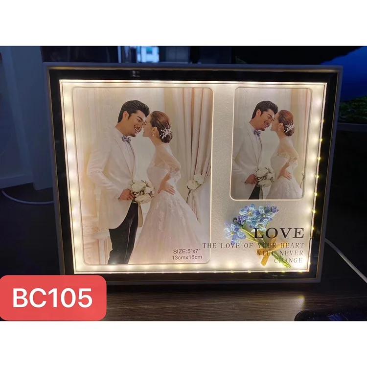 NEW led Light Photo Frames Crystal Sublimation Glass Frame Picture Wholesale Wedding Photo Frame as Memorial Gifts portafotos