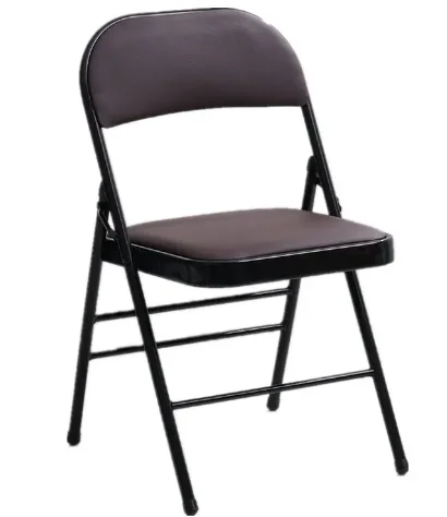 Outdoor Stackable Black Metal Frame Leather Flat Soft Backrest Hotel Beach Folding Chair For Wedding Party Events