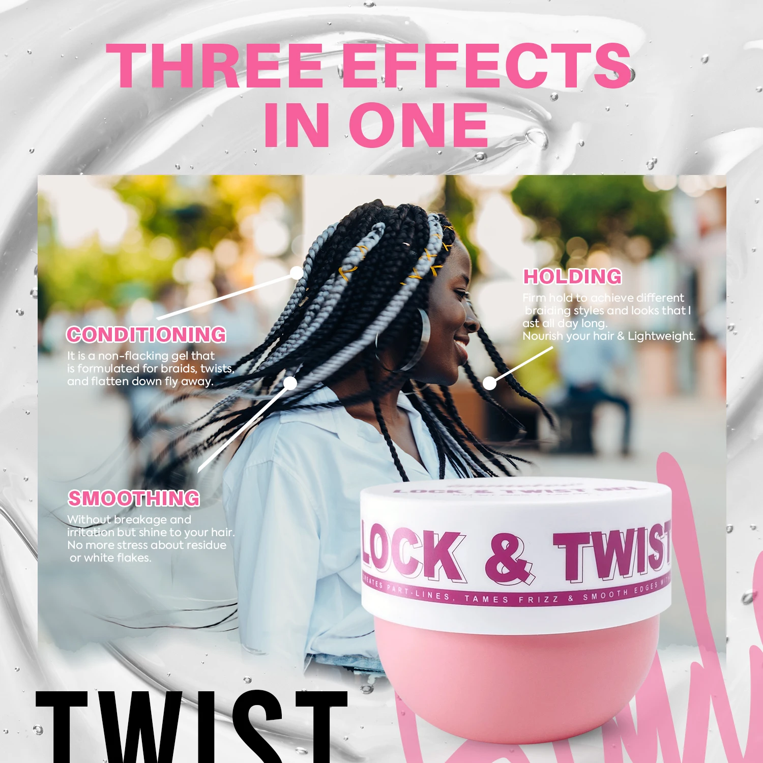 Braiding Gel Extreme Hold Loc N Twist Gel Neat Braid Conditioning Shining Pomade Extra Hold Private Label Braiding Gel