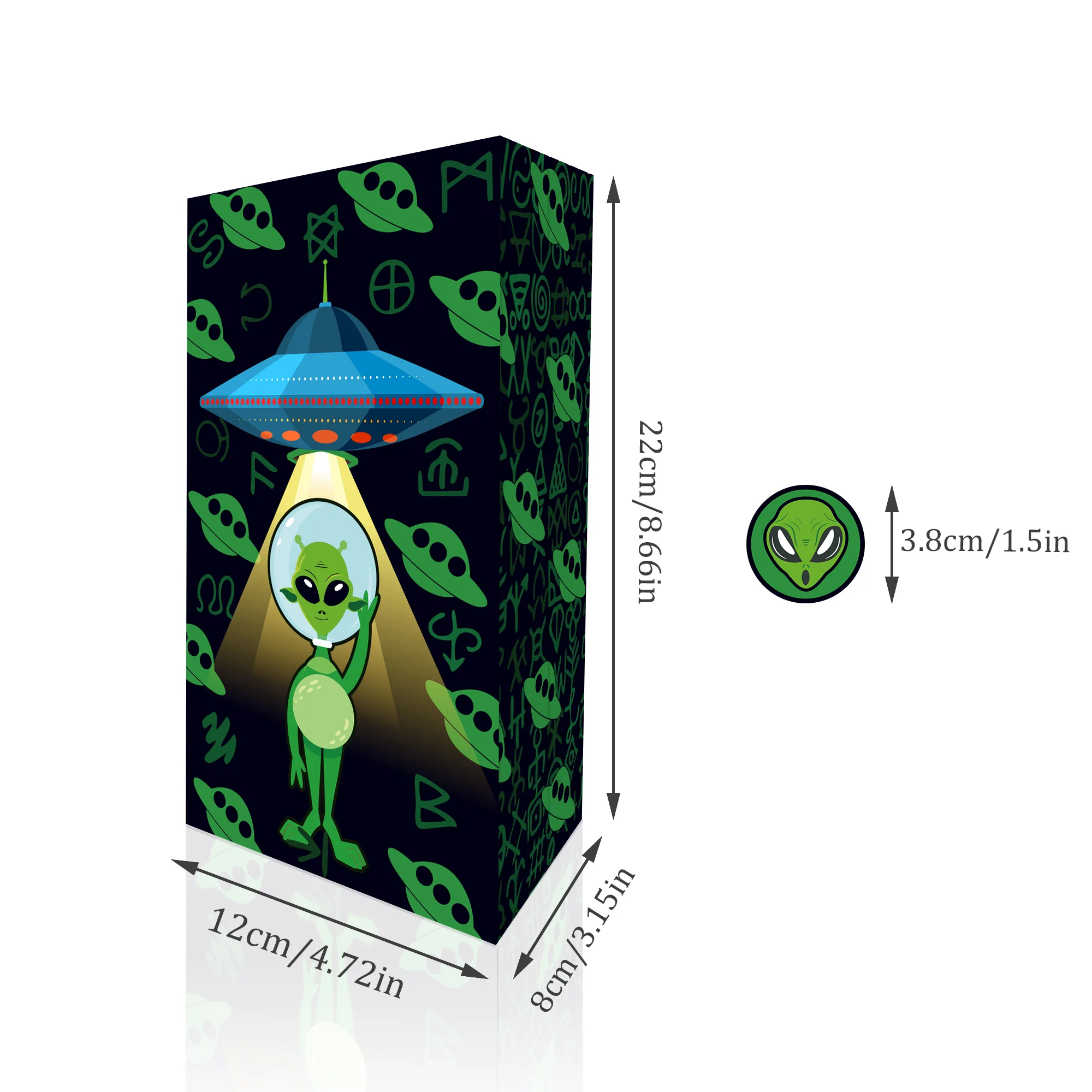 Huancai UFO Alien Party Favors Bag 12 pcs ET Paper Bags with Stickers Kids Gift Candy Treat Bag for Birthday Party Supplies