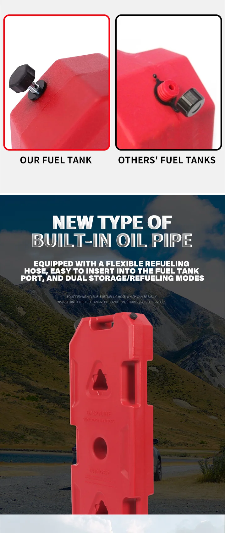 off-road spare fuel tank Car mounted spare Plastic car explosion-proof and anti-static fuel tank