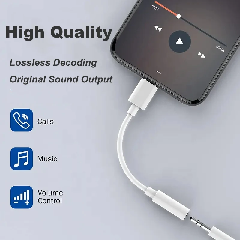 Hot Sale Accessories Type C Male to 3.5MM Female Headphone Jack Audio Adapter xnxx Video Converter USB Aux Cable