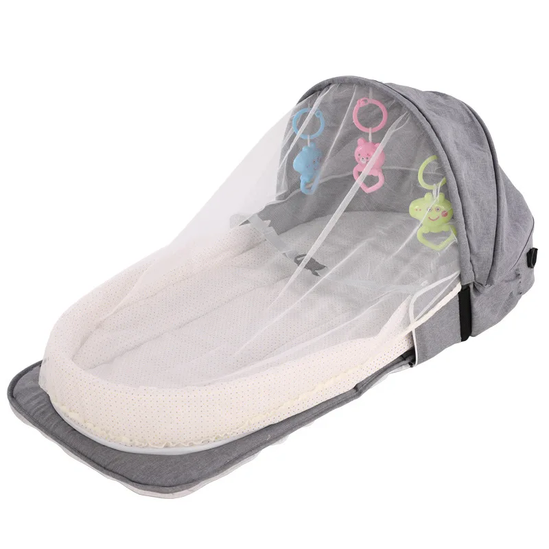 portable gray minky sleep bed foldable newborn crib snuggle bed baby nests