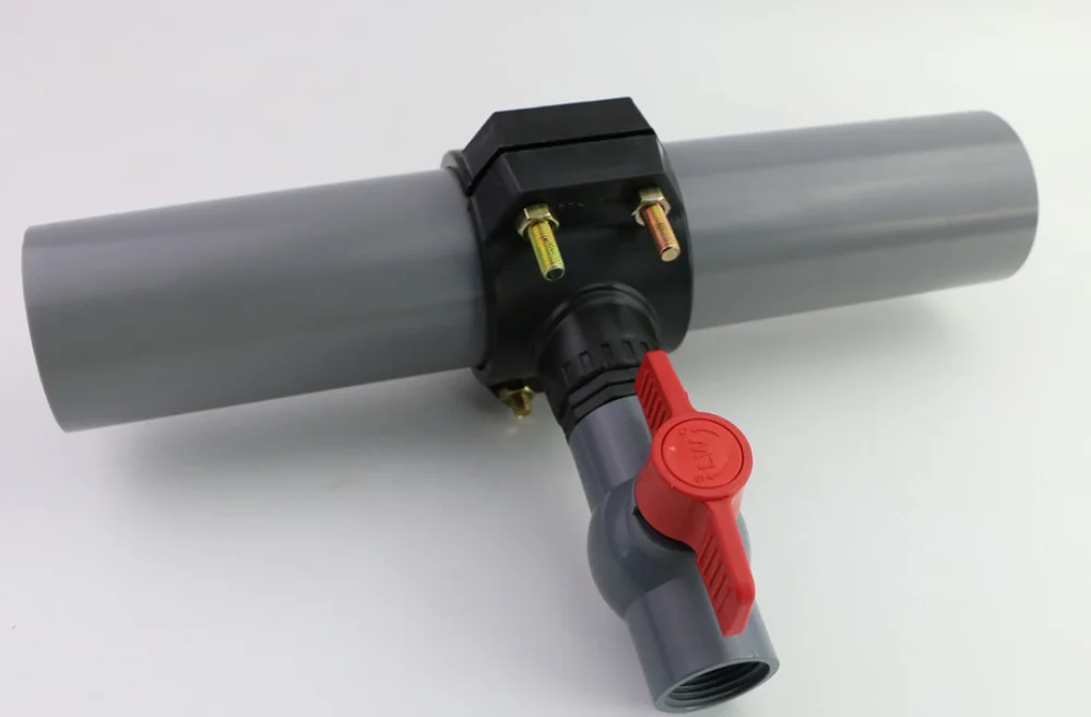 Irrigation pipe compressation saddle  New Material PP/Plastic Pipe Fitting Thread Clamp Pipe Clamp Saddle