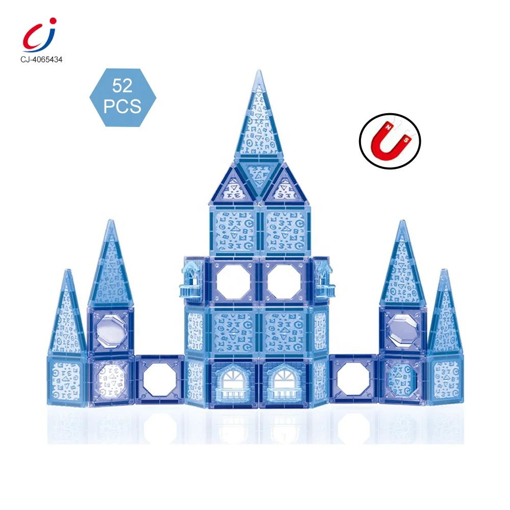Chengji mini magnetic building blocks plastic color window 3d diy ice castle construction 52pcs magnetic building blocks