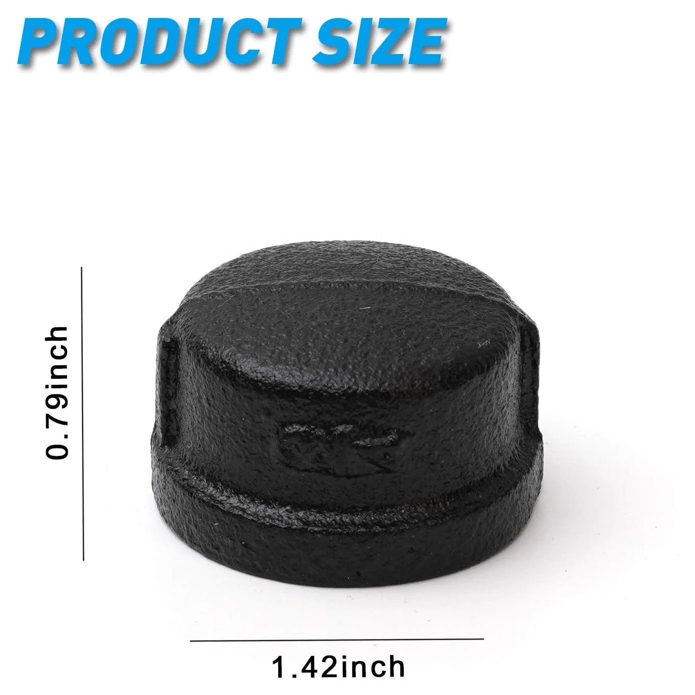 Black Pipe Cap Home Black Malleable Iron Cast Pipe Caps For Steam-punk Vintage Shelf Bracket DIY Plumbing Pipe Fittings Decor