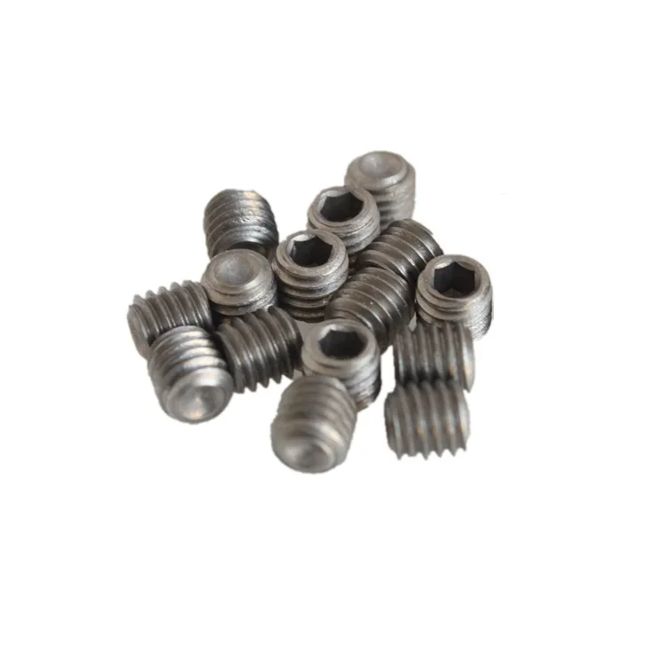 Rust resistant DIN916 1/4 hex socket grub set screws with cup point Gr1 Gr2 titanium screws