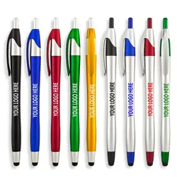 customized Stocked plastic promotional gift cheap stylus ball pen with touch,customize logo dart stylus Pens with fast delivery