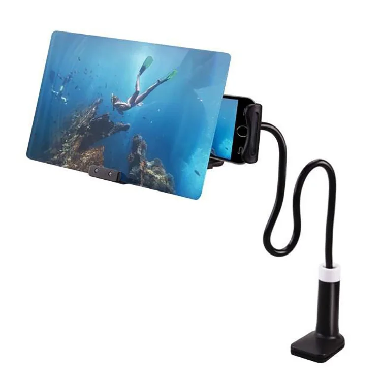 Lazy Clip Extender Bracket Phone Holder with 8 Inch 3D HD Screen Magnifier for Mobile Phone