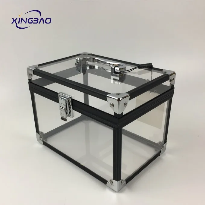 hard Plastic Material and organizador de maquillaje aluminium Cosmetic display Usage  travel Acrylic Clear Cosmetic Case