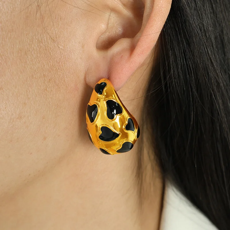 Fashion Water Drop Shaped Earrings Hollow Chunky Hypoallergenic 18k Gold Plated Stainless Steel Tear Drop Gold Earrings