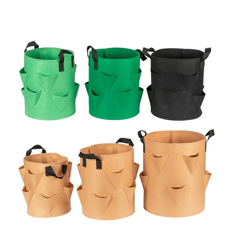 Eco-friendly Handle Round 5 7 10 Gallon Vegetable Strawberry Potato Cultivating Grow Bag Plant Nursery Pots