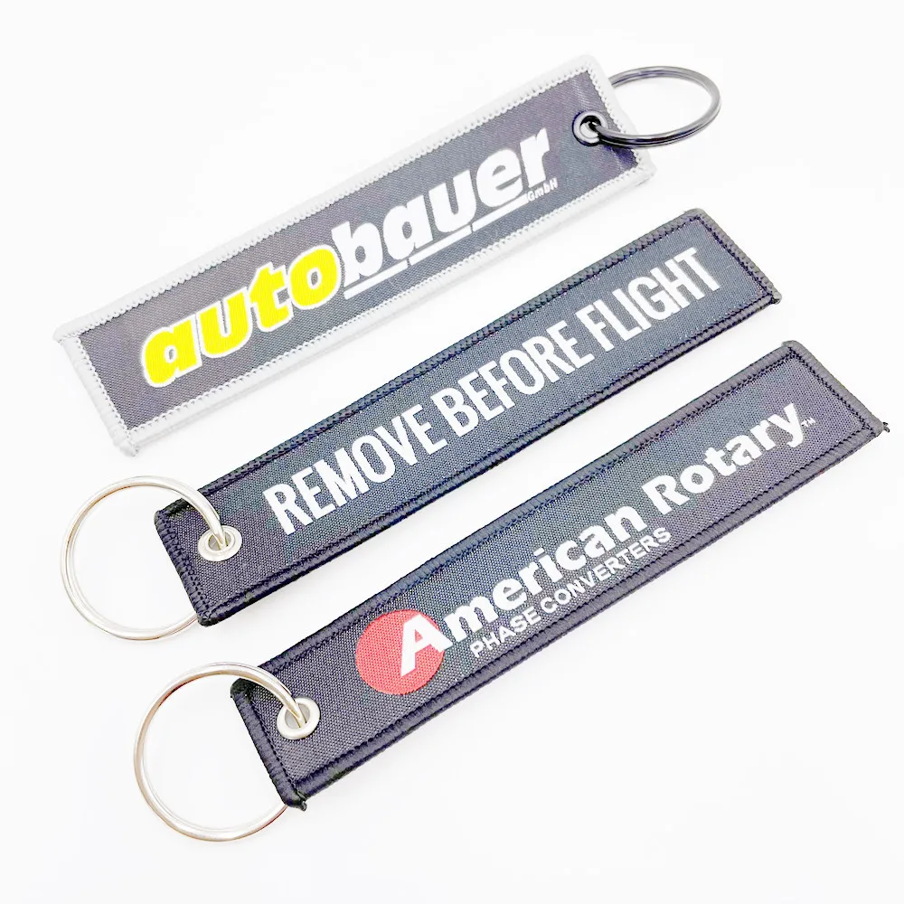 Customized Personalized Fabric Patch Key chain Key ring Custom Woven Label Embroidery Keychain